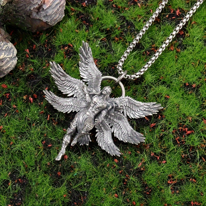 Six Winged Angel Warrior Prayer Pendant Necklace