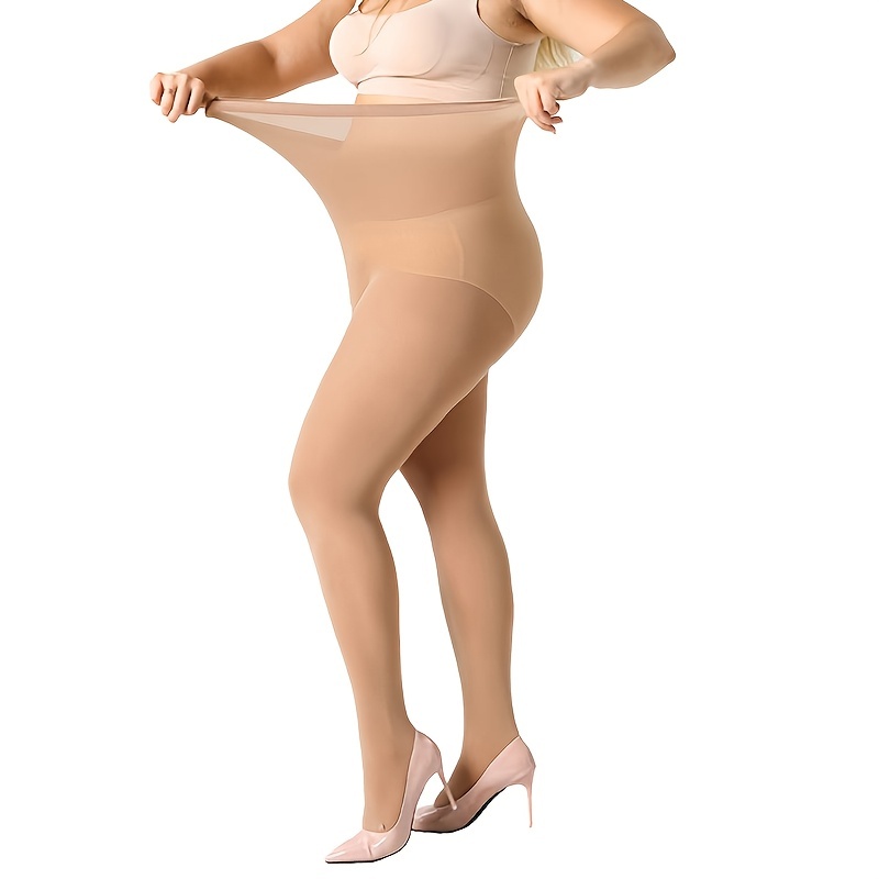 Qcmgmg Plus Size Body Stockings See Through Sexy Tights Solid