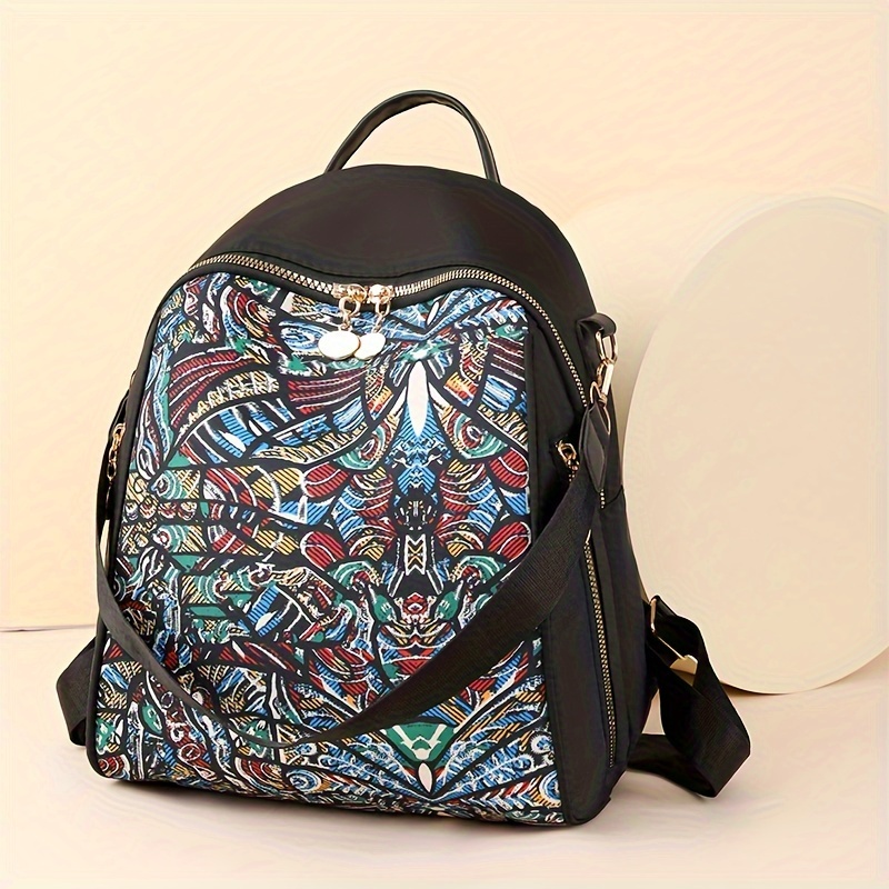 Fustylead Women's Anti-Theft Backpack Purse | Peony Print, Water-Resistant, Fits 13" Laptop