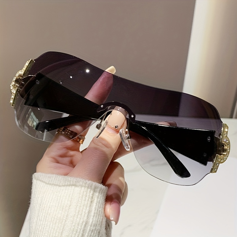 lv Gafas de sol extragrandes para hombres y mujeres, lentes degradados,  Versace sin montura