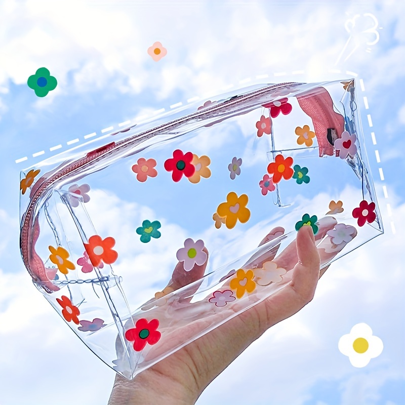 Cartoon Pattern Makeup Pouch Lightweight Transparent Cosmetic Bag