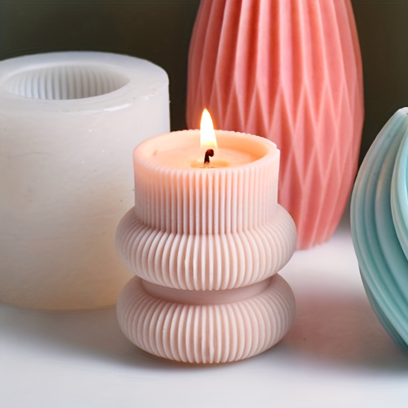 Candle Silicone Casting Molds 3d Stripe Candle Resin Molds - Temu