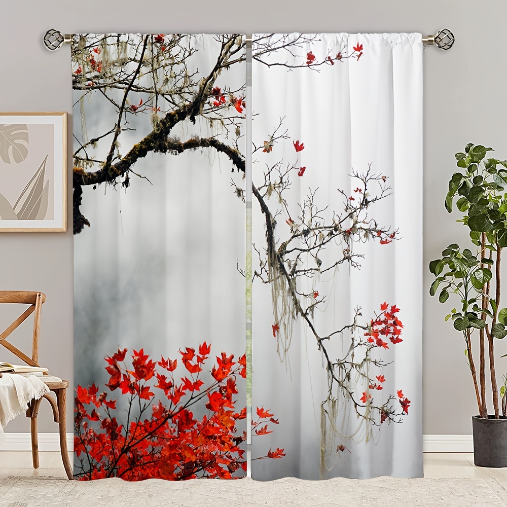 2 Paneles Cortinas Estampadas Florales Tratamiento Ventanas - Temu Chile