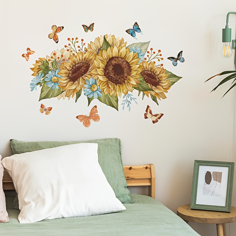 Sunflower Wall Stickers 3D Yellow Flower Wall Decals, Peel and Stick  Removable Wall Art Decor, DIY Mural Wall Art Decor for Kids Room Nursery