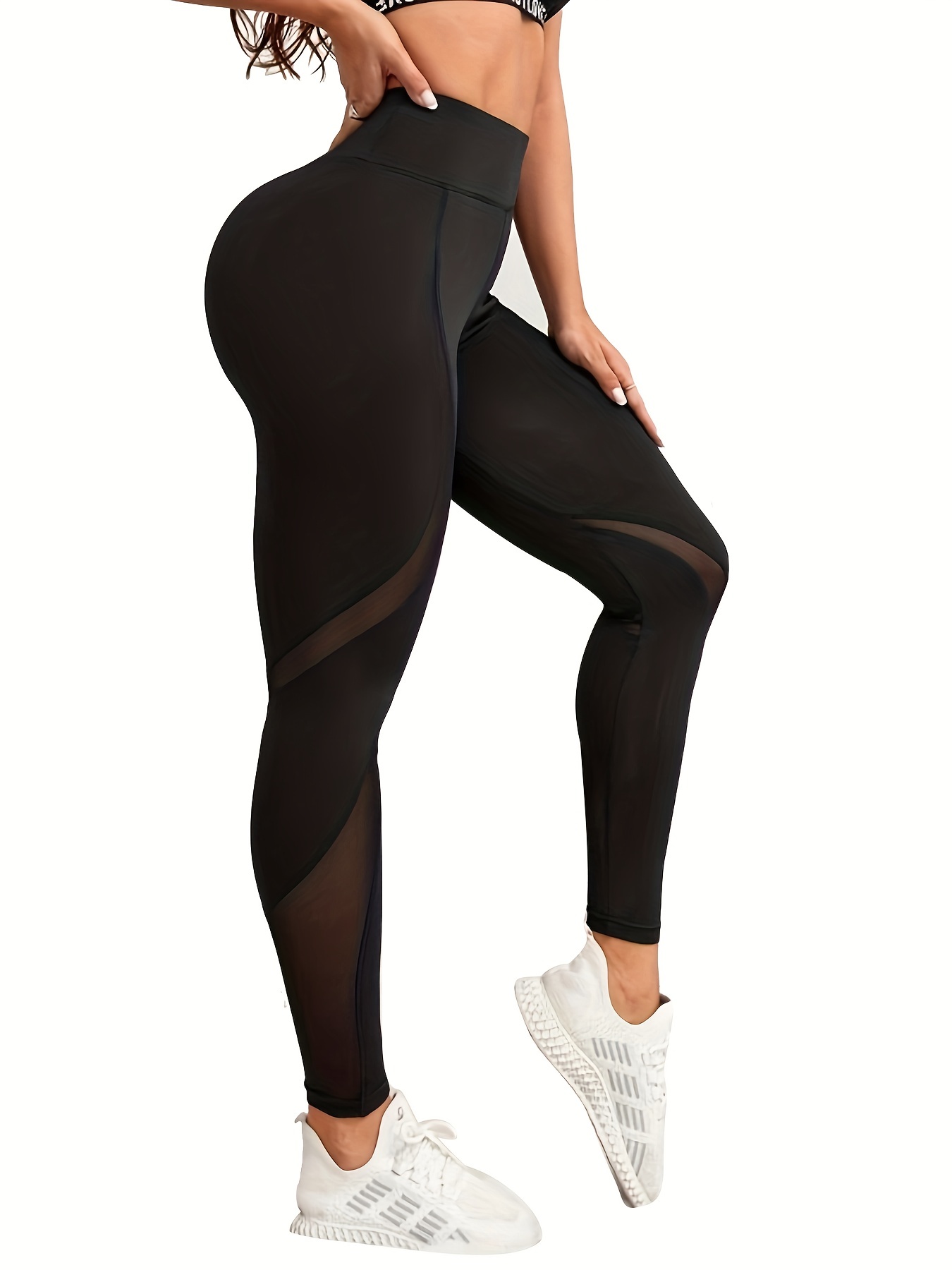 Women's Sexy Semi See-through Slim Fit Pants Elastic Sports Yoga Pants  Leggings
