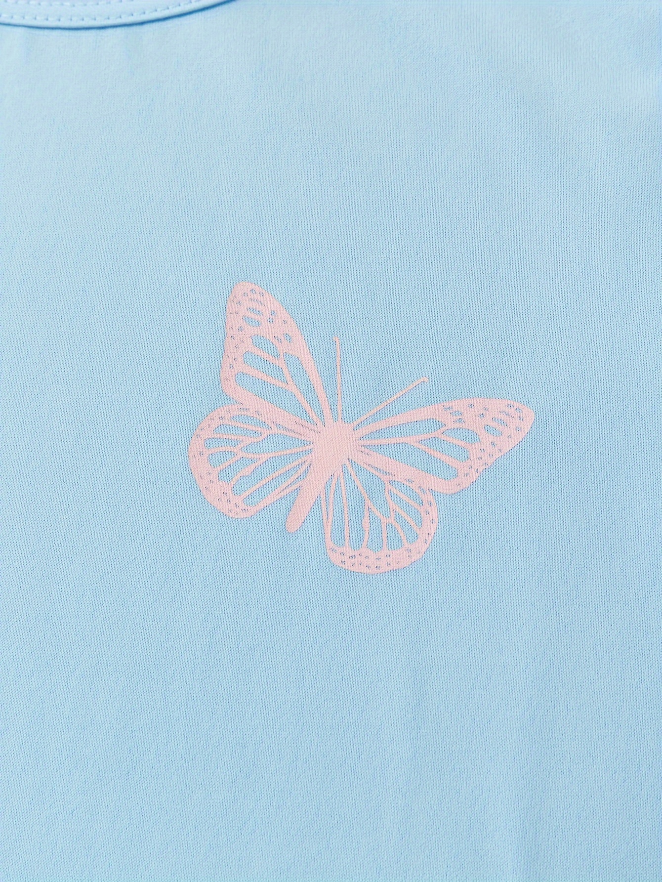 Ropa de niña Manga corta Pantalón largo Conjunto Patrón de mariposa 5-10T