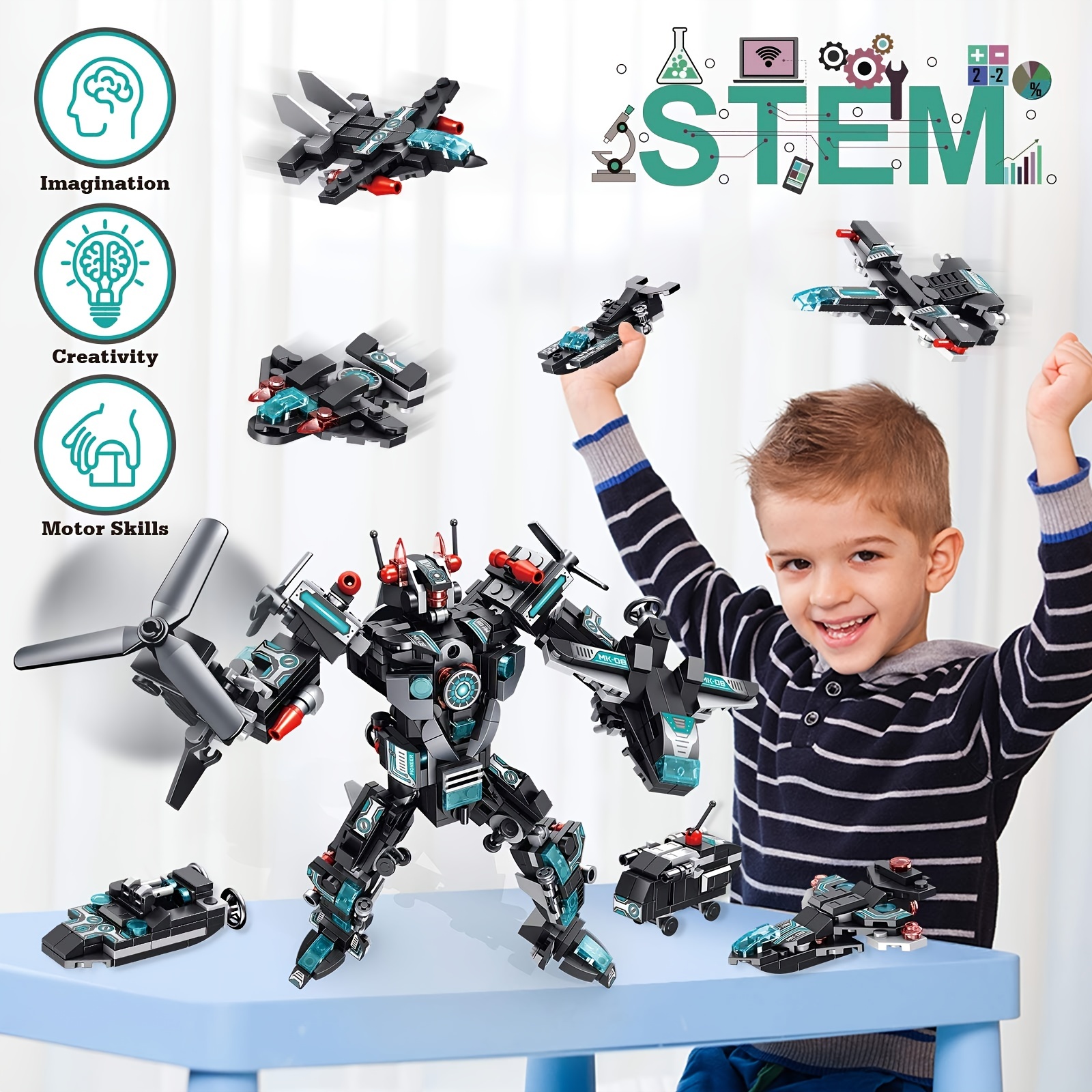 Jouets de robot STEM pour garçons de 6 à 12 ans, kit de
