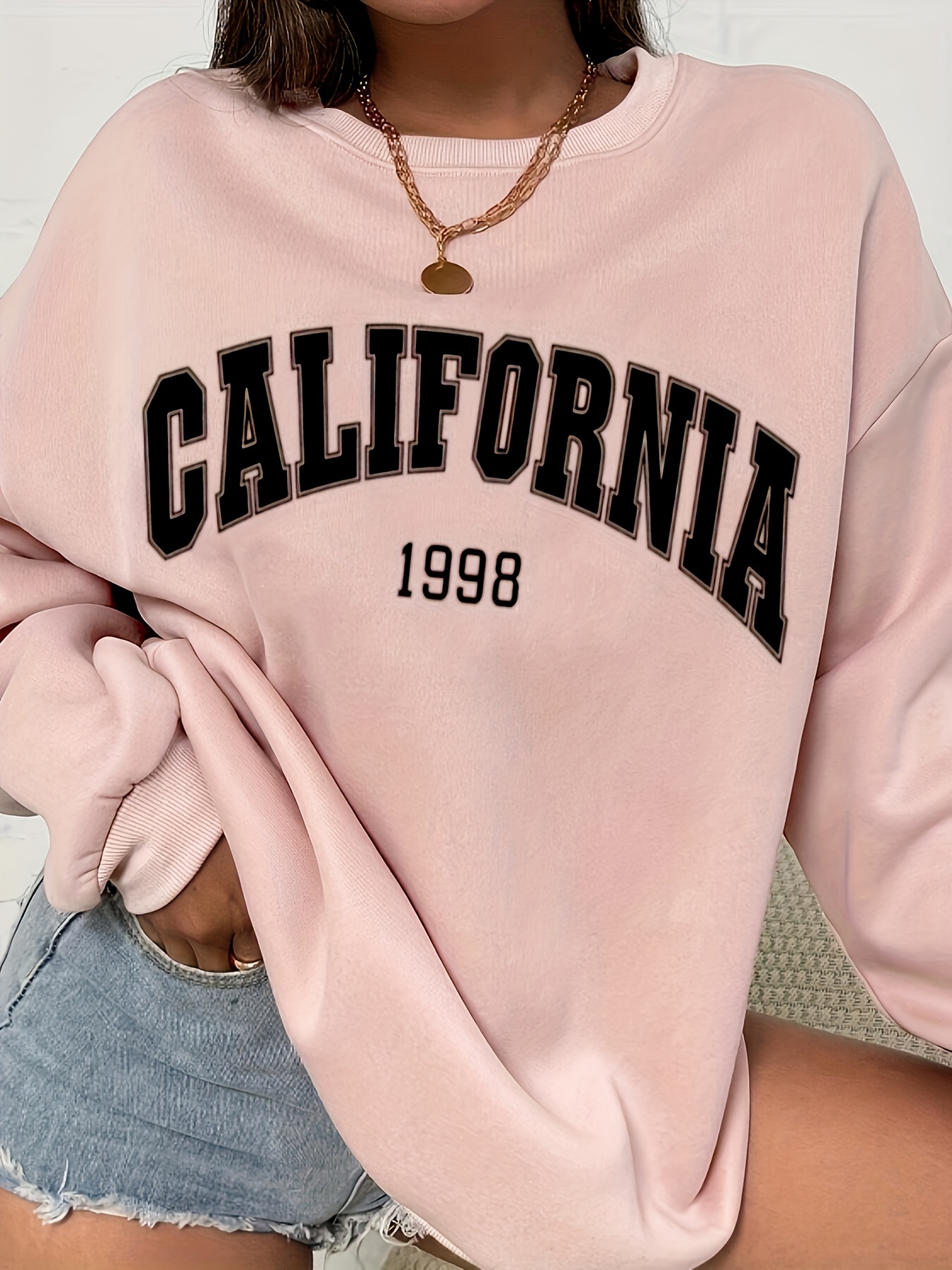 Sudadera mujer California rosa