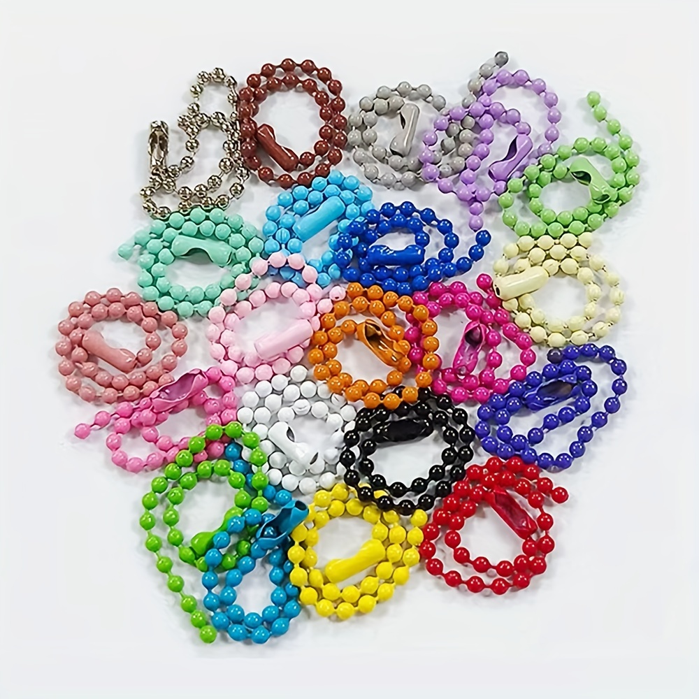 100pcs Colored Ball Bead Keychain Metal Hanging Chains Metal Chain