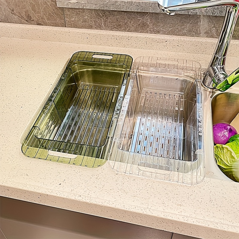 1pc Kitchen Retractable Sink Drain Basket Multifunctional Fruit And  Vegetable Washing Basket Drain Dish Rack Plastic Dish Rack  13.58*7.87*2.56inch