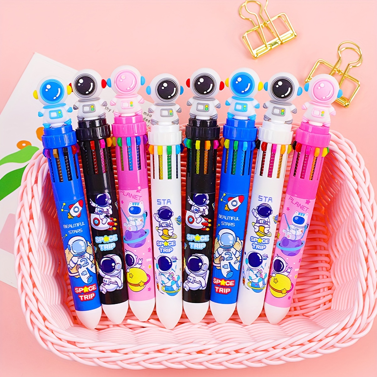 YiFudd 10 Color Ballpoint Pen,Multi Colored Pens In One,Cartoon New Tiger  Multicolor Ballpoint Pen,Push Type Color Multifunction Marker For Work,  School Supplies For Study 