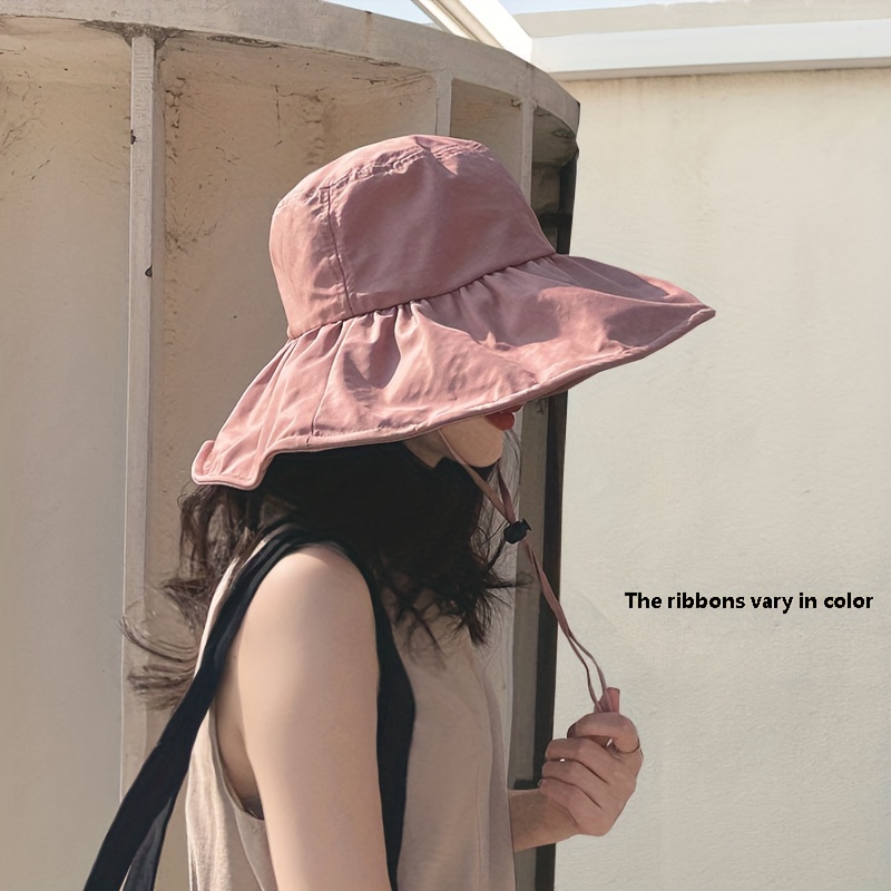 Womens Fashion Breathable Large Brimmed Empty Top Sun Hat Foldable