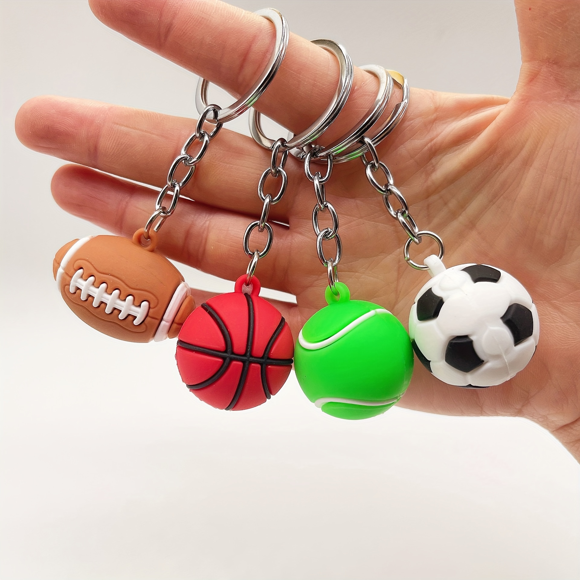 3 Pezzi Portachiavi A Forma Pallone Calcio, Basket, Tennis E Rugby, Stile  Sportivo, Acquista , Risparmia