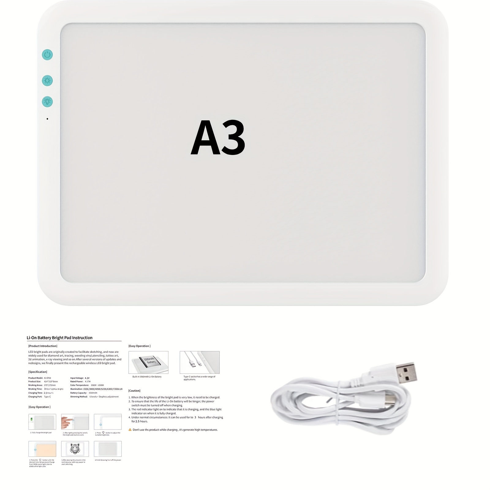  A4 Wireless Battery Powered Light Pad, Tracing Light Box  Dimmable Brightness Rechargeable LED Light Board Portable Cordless Copy  Board For Artist Drawing Sketching X-ray Viewing