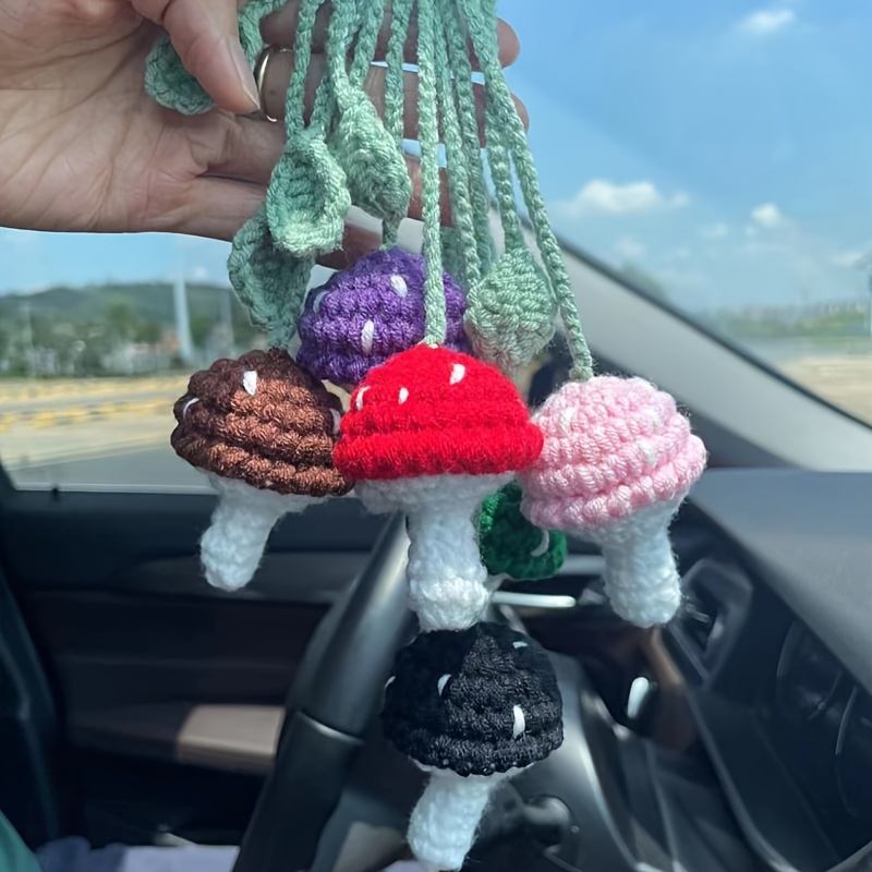 Super Cute Mushroom Decoration Unique Hand-crocheted Car Hanging Ornament  Pendant For Rearview Mirror Hanging And Car Mirror Hanging Accessories -  Temu New Zealand