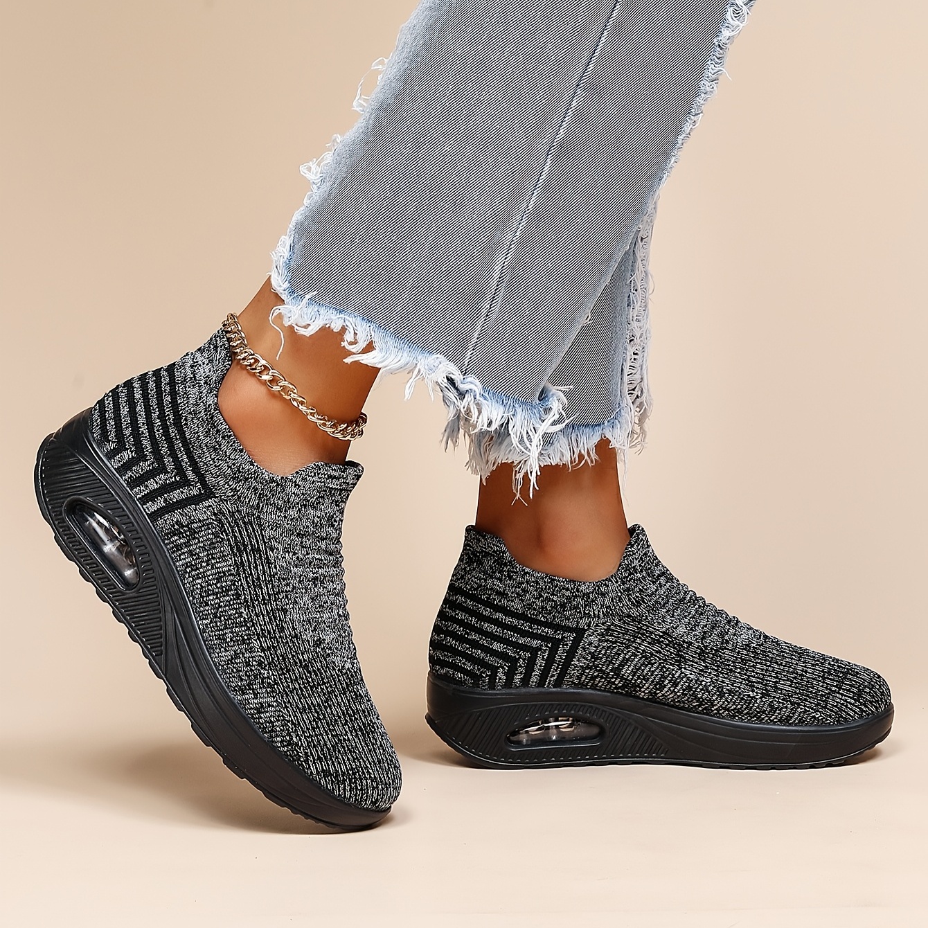 Women's Breathable Knit Sneakers Low Top Slip On Shoes