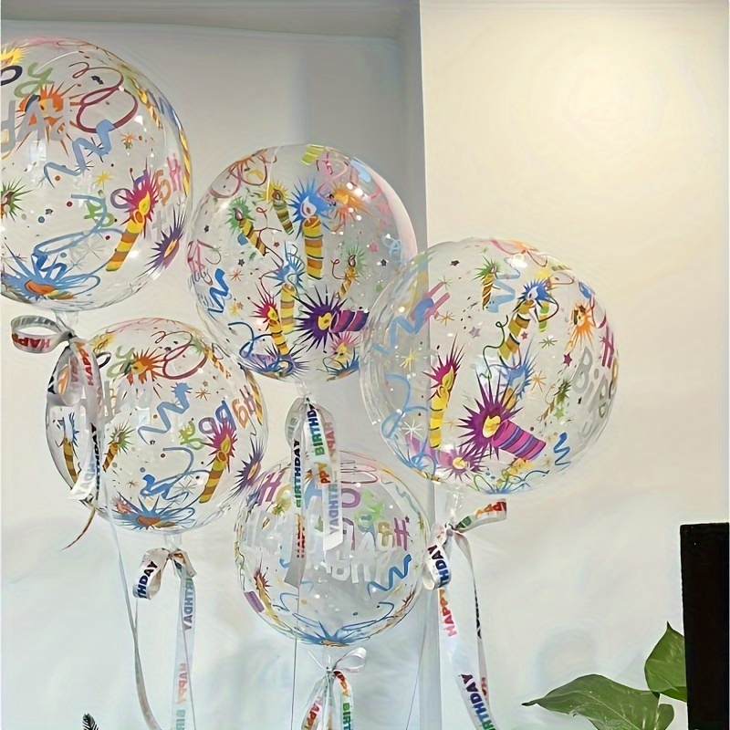 5pcs Globos Transparentes Feliz Cumpleaños Decoraciones - Temu Spain