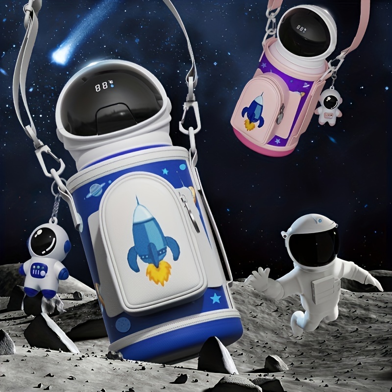 Cartoon Astronaut Vacuum Flask With Straw Stainless Steel - Temu