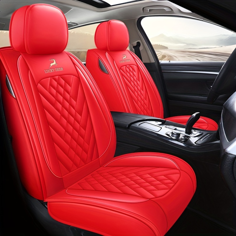 Housses siège auto simili cuir noir couture rouge Septone