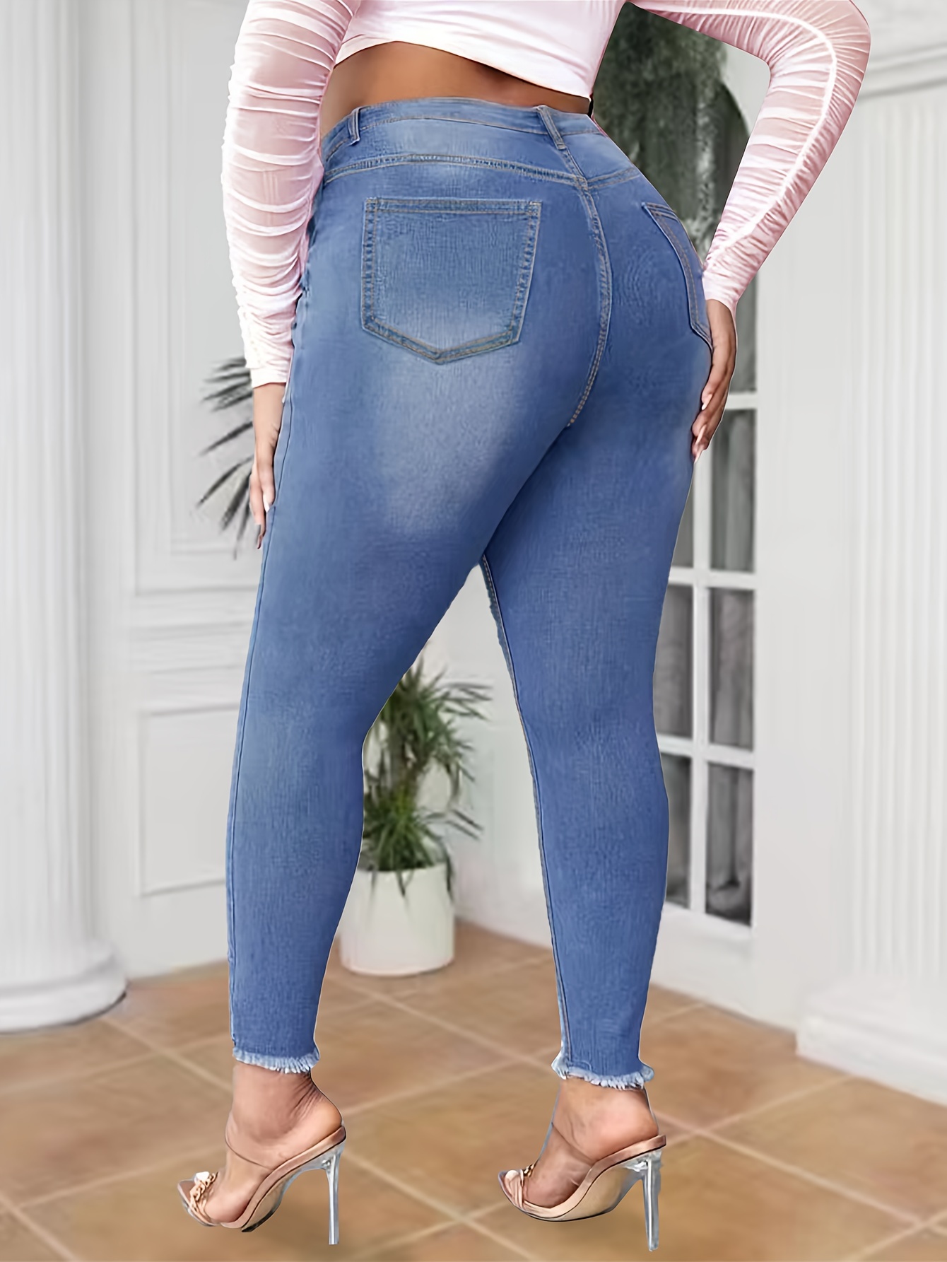 Pantalones vaqueros ajustados de talla grande para mujer