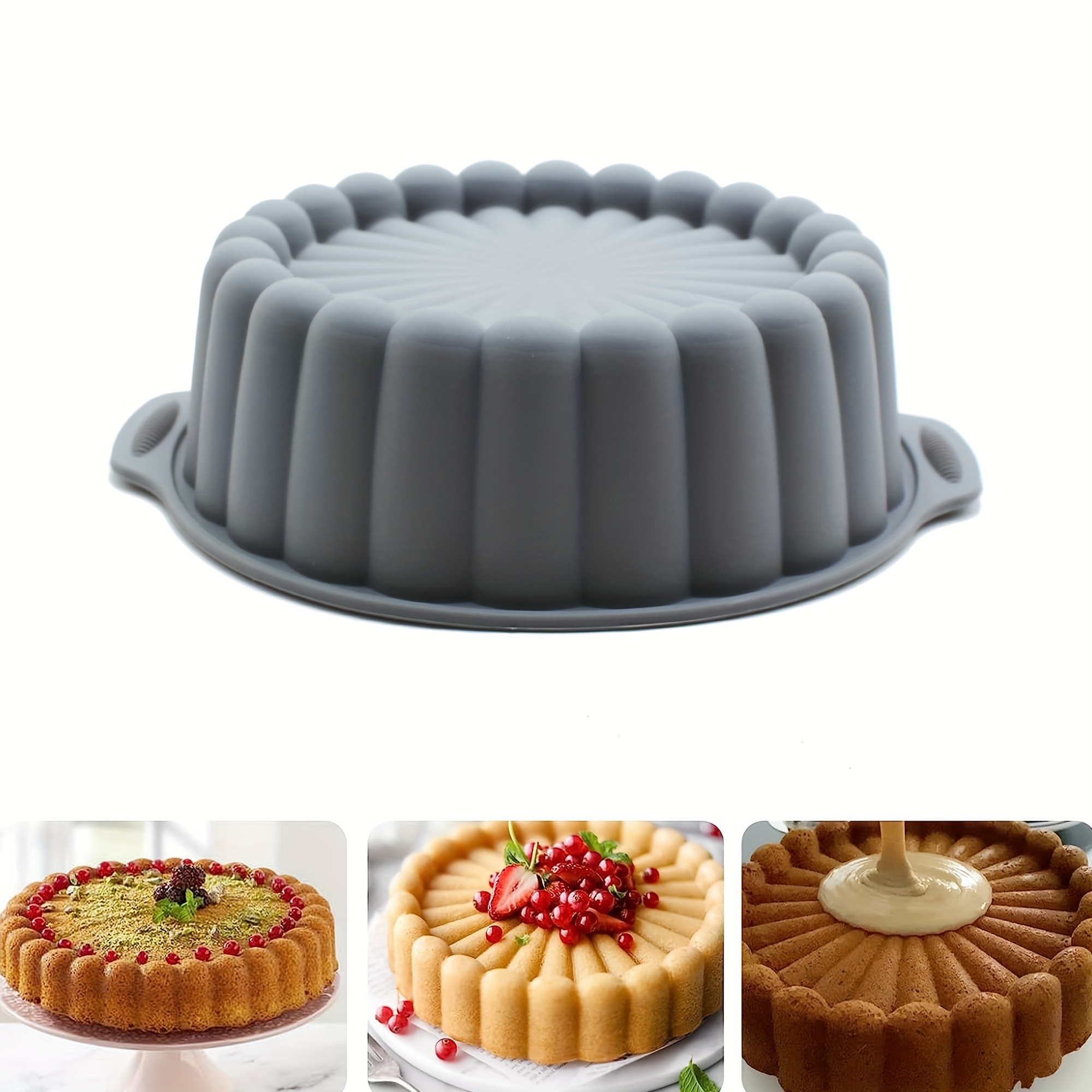  2pcs 8 Inch Silicone Cake Pan for Baking, Round Cake