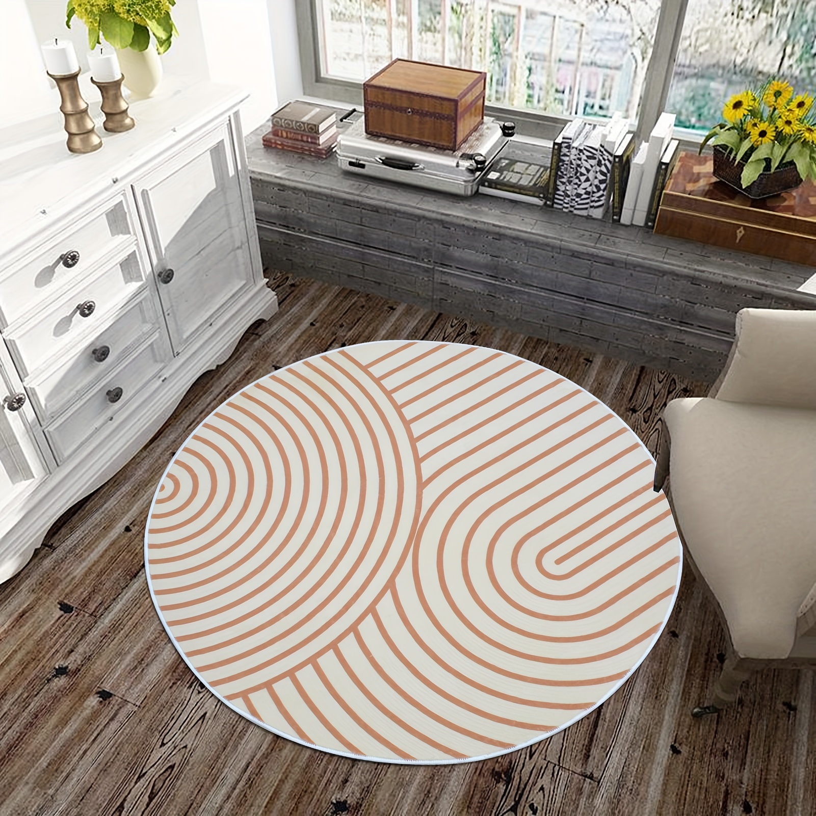 Polyester Round Carpet Modern Simple Kitchen Rug Bedroom - Temu