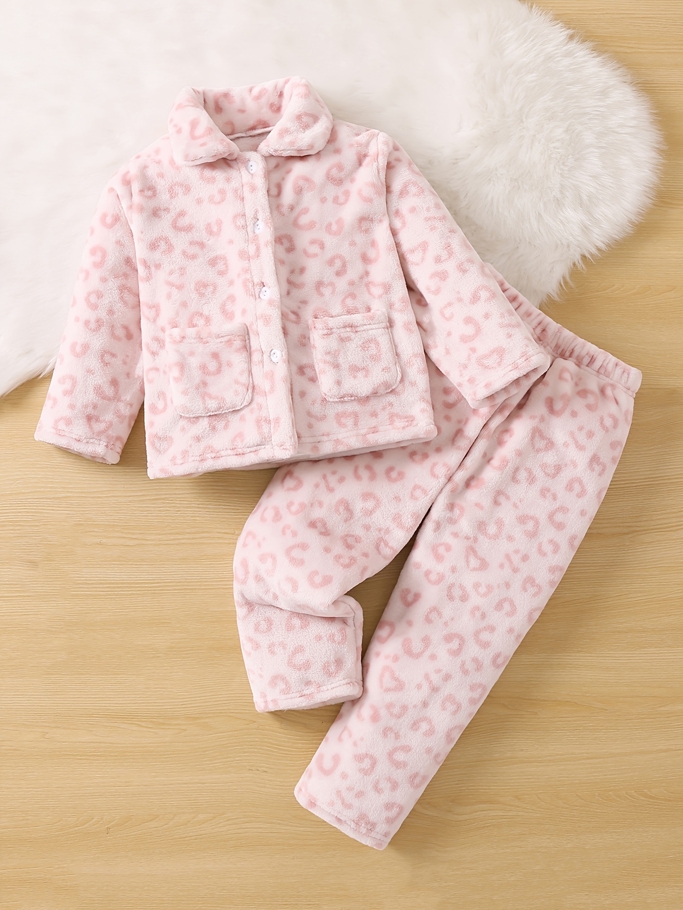 Girls Fleece Pajama Set Soft Flannel Pajamas Loungewear - Temu