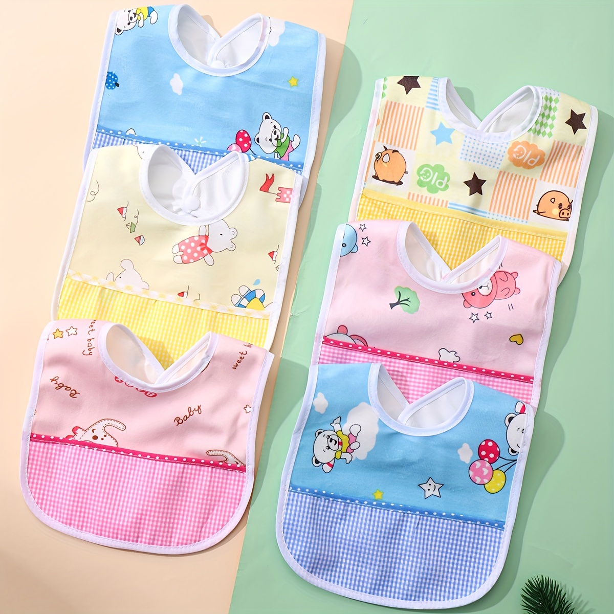 

Random 3pcs Velvet Waterproof Bibs, Cartoon Bibs For Feeding And Drooling