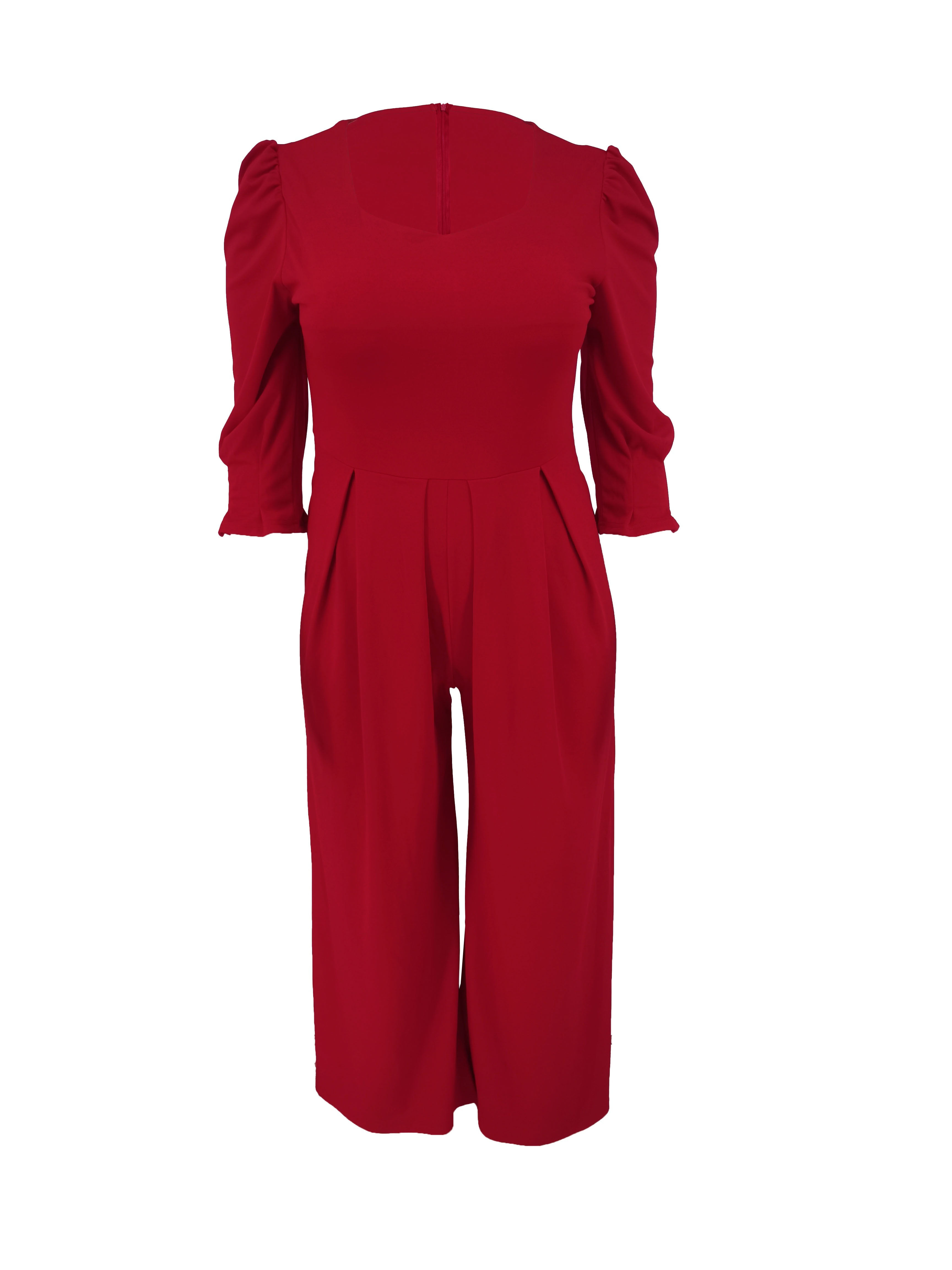 plus size simple solid jumpsuit casual ruffle sleeve jumpsuit for spring womens plus size clothing