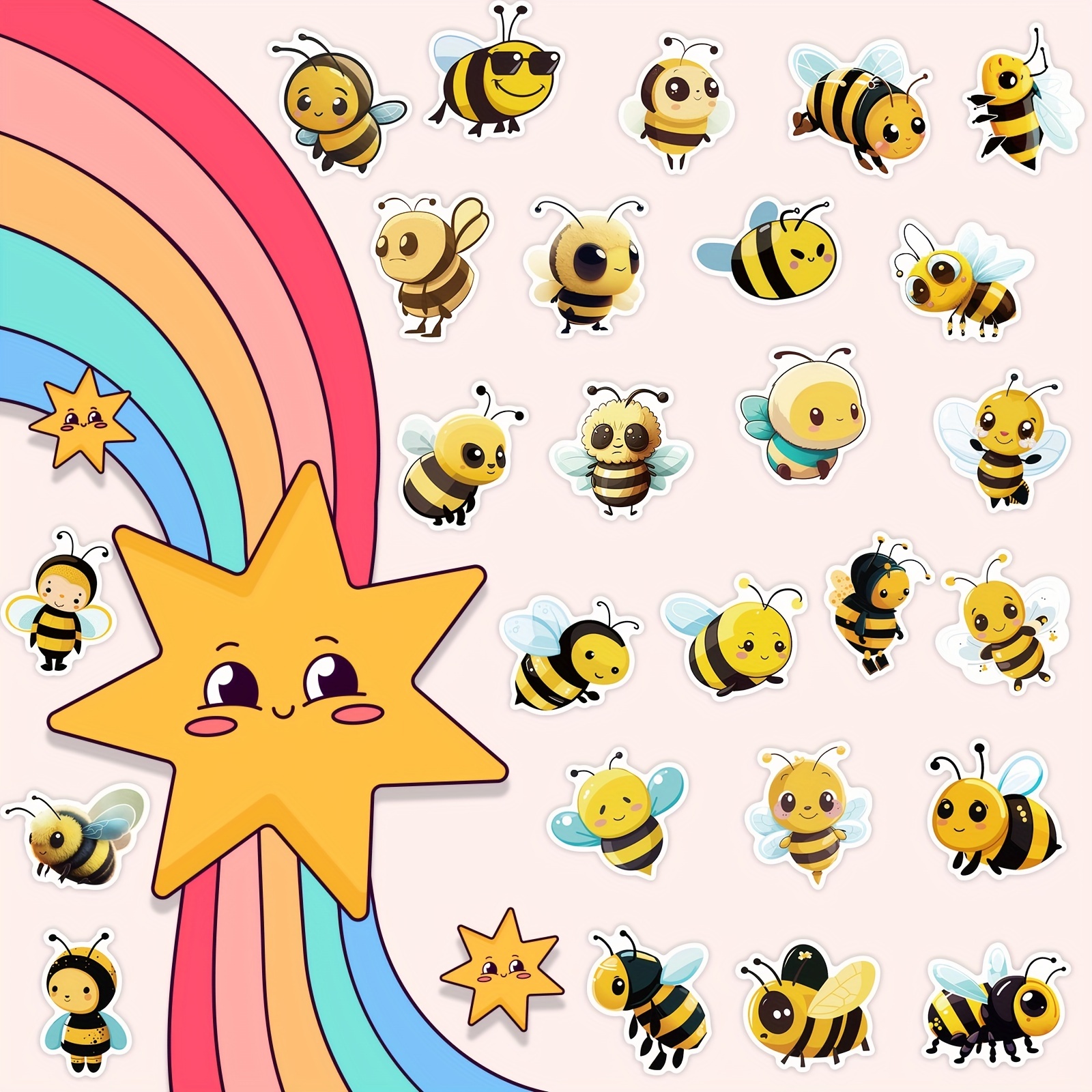 Honey Bee Stickers Cute Bee Stickers Decals Yellow Vinyl - Temu