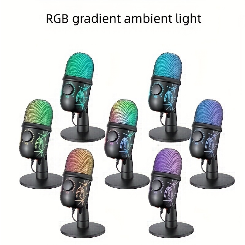 Rgb Usb Condenser Microphone Pc Computadora Micrófono Juego - Temu