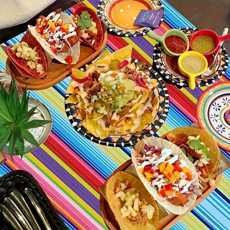 1 Pieza, Decoración De Mantel De Fiesta Del Festival Mexicano, Mantel  Impreso De Plástico Para El Cumpleaños De La Noche Del Taco Del Festival,  Sumini