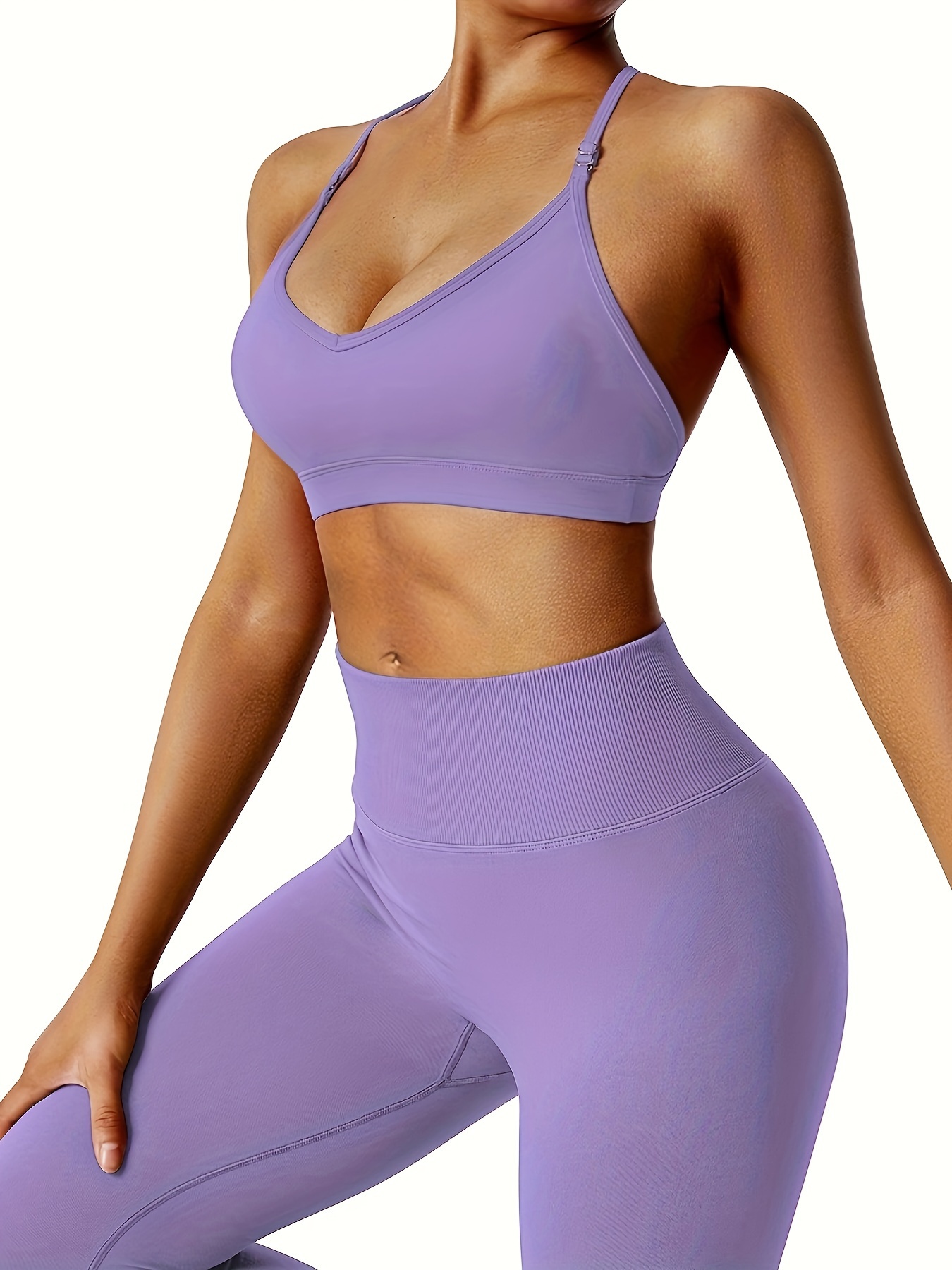 Solid Color V Neck Women Fitness Bra Sport Yoga Underwear Top
