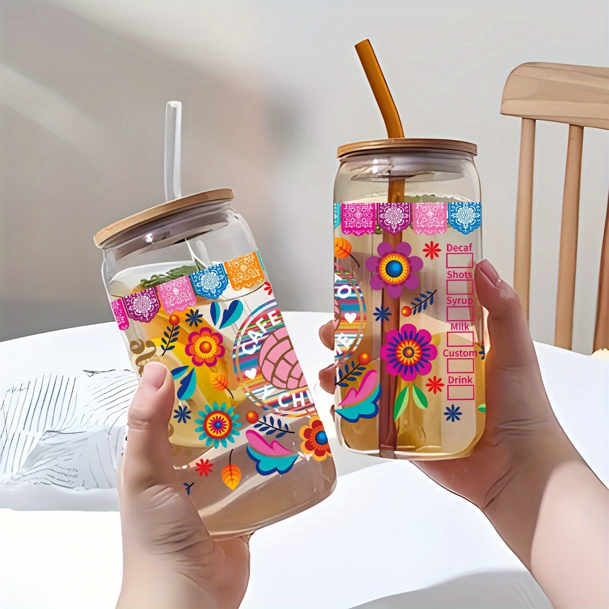 Uv Dtf Cup Wrap Transfer Stickers For Glass, Rub On Transfers For