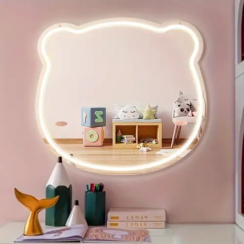 Miroir d'ours Néon LED, pour la décoration mural, pour le maquillage,  chambre à coucher, Chambre d'enfant, cadeau d'anniversaire de Dame