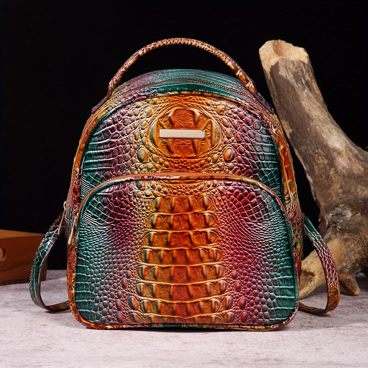 Vintage Geometric Convertible Backpack, Anti-theft Preppy School Bag,  Women's Casual Daypack & Purse - Temu