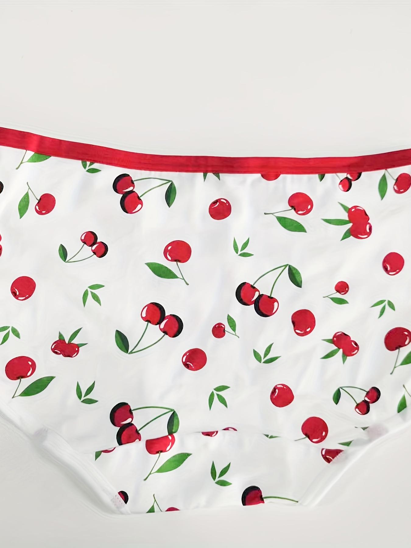 4pcs Cherry Print Bow Tie Briefs, Cute & Comfy Stretchy Intimates Panties,  Women's Lingerie & Underwear