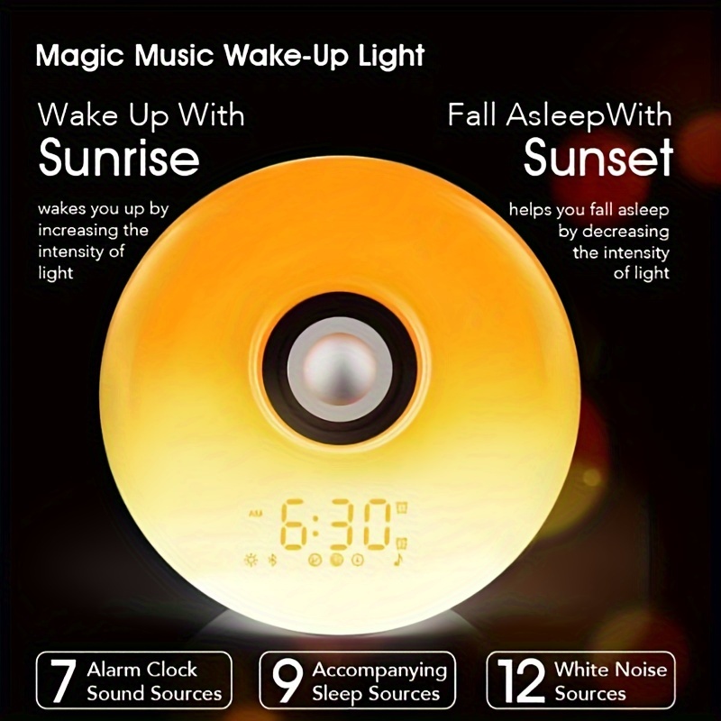 WE Radio Despertador Luminoso Lámpara Despertador Luz LED Táctil Control  Sunrise, Sunset, Snooze, 6 Sonidos Naturales, 7 Colores, 10 Niveles de  Brillo