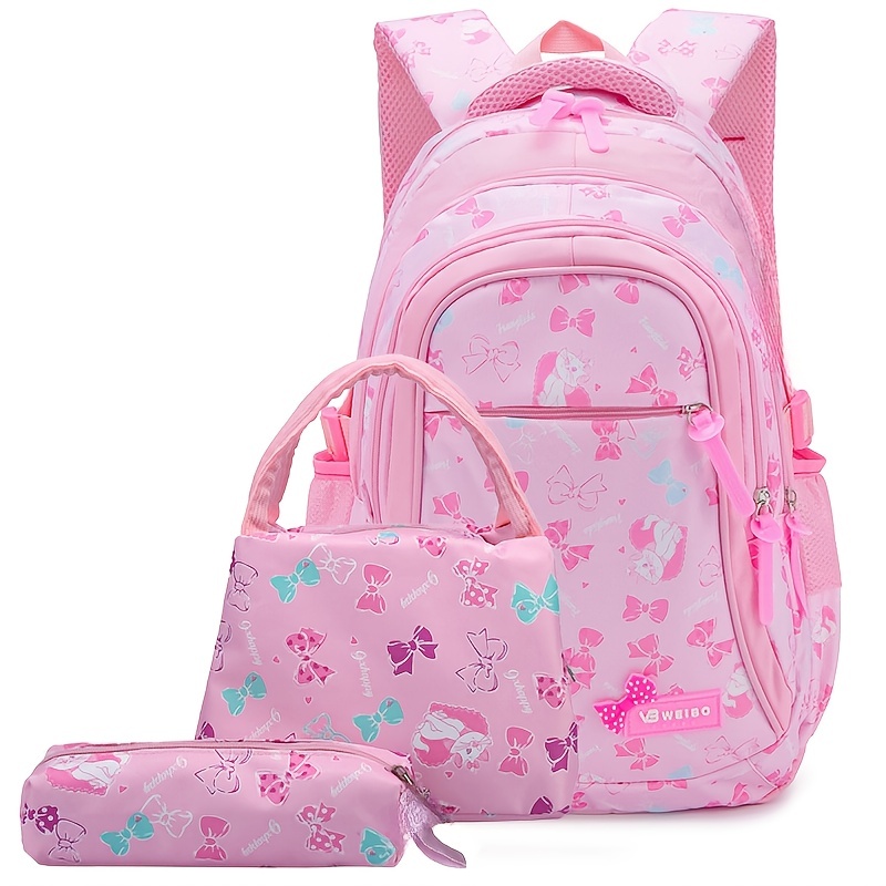 Backpack Lunch Bag And Pen Bag Set Kids Backpacks For Girls - Temu