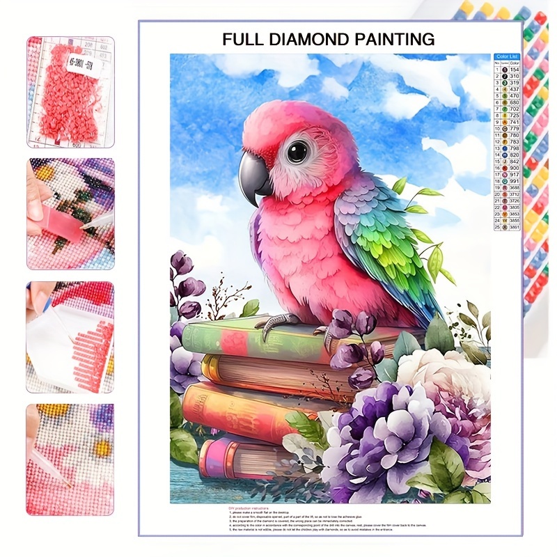 

1pc, 30*40cm/11.8*15.7in, 5d Full Round Diamond Painting Kit With Complete Tools, Oil Canvas, Bird, Mosaic Art Craft, Suitable For Beginners, Home Wall Decoration, Gift, Without Frame