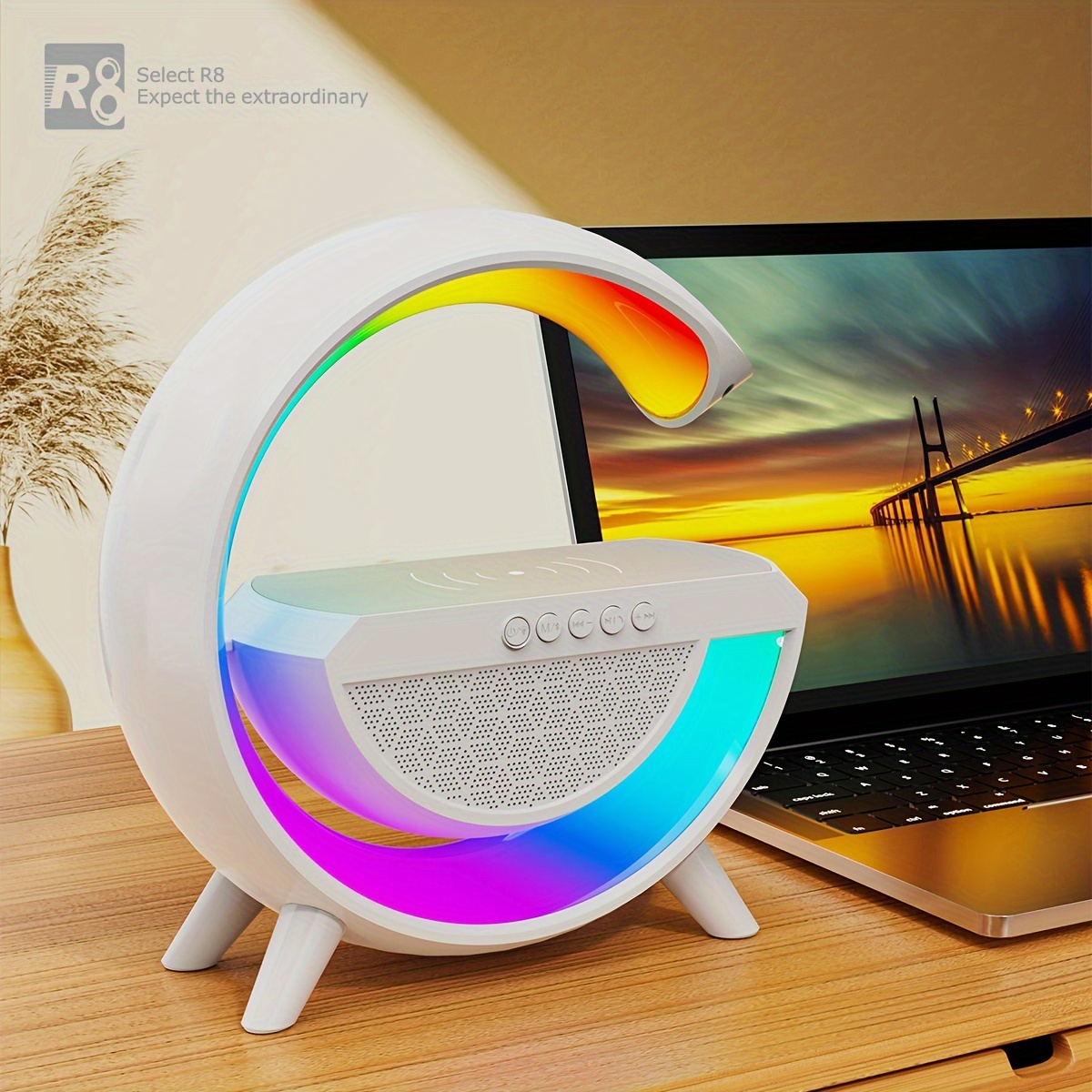 Sm2301 Wireless Speaker 6 Light Modes Wireless Charging - Temu