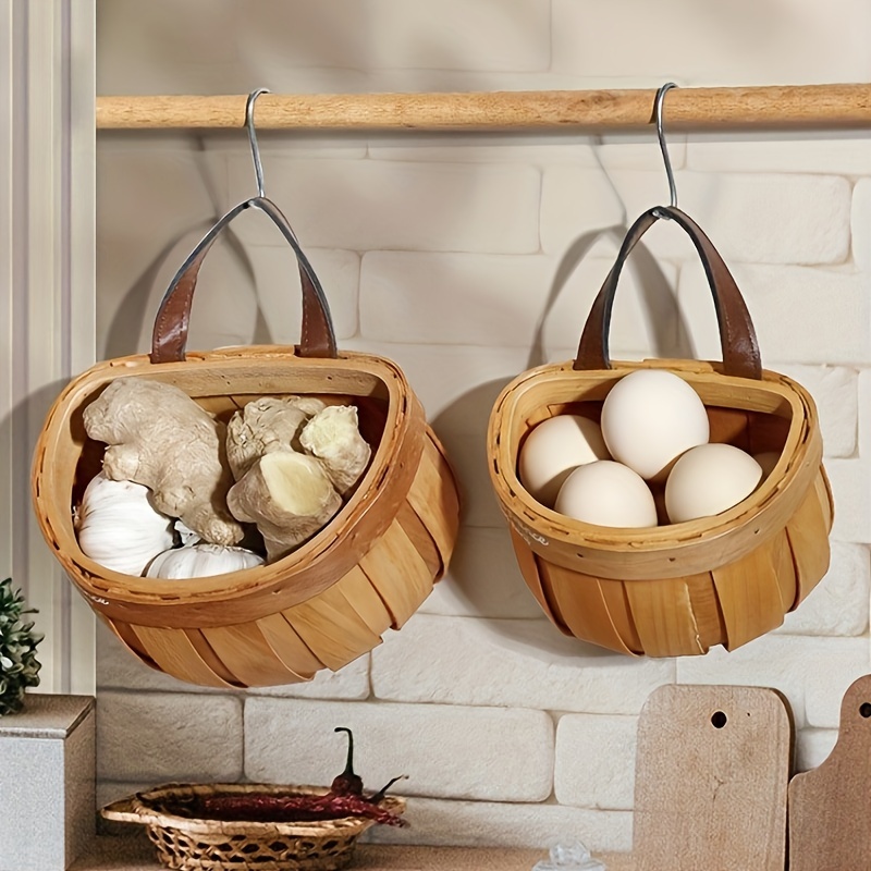 1pc Kitchen Wall-mounted Storage Basket For Onion, Ginger, Garlic
