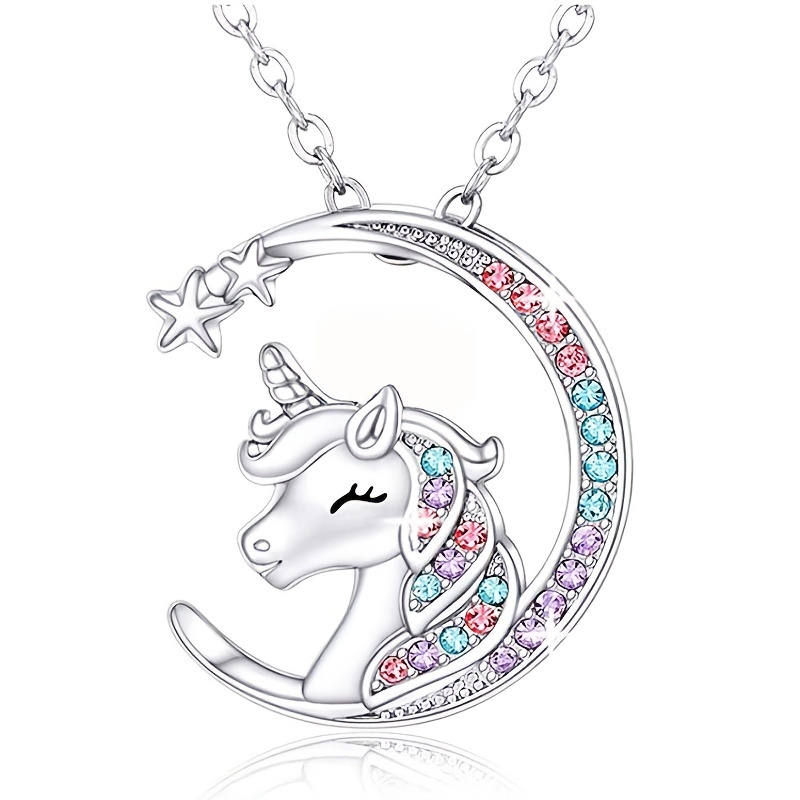 Moon Unicorn Pendant Necklace Christmas Birthday Party Gifts For Baby Girls Toddler Kids