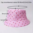 cartoon heart print bucket hat pink casual fisherman cap sunscreen basin hat travel beach hats