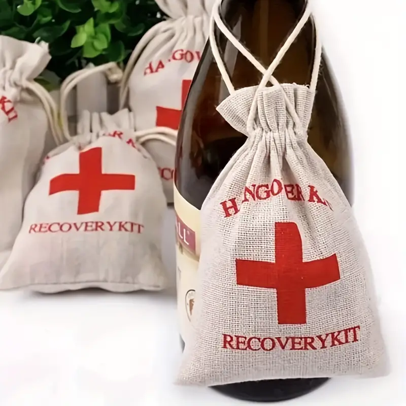 Hangover Kit Burlap Bags With Drawstring Emergency Survival - Temu
