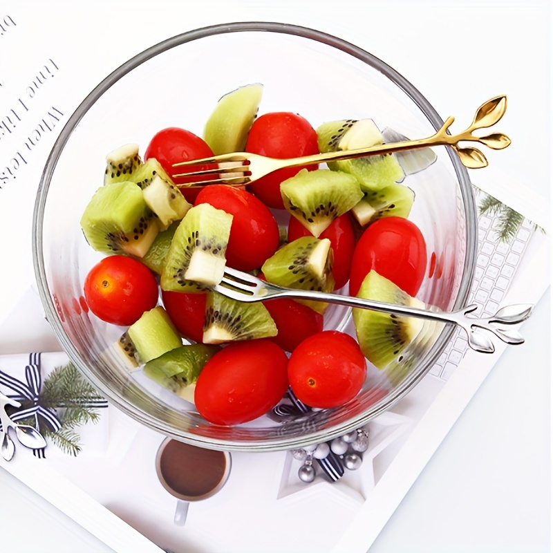 1pc Stainless Steel Branch Spoon Leaf Spoon Stainless Steel Fork Fruit Fork Cake