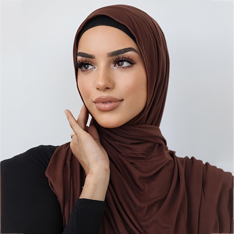 Solid Color Jersey Hijab Thin Breathable Elastic Scarf - Temu