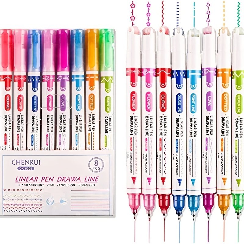  12 Pack Dual Tip Curve Highlighter Pen Set, Highlighters  Markers 6 Colored Flownwing Flair Pens That Make Designs, Journal Planner  Pens For Adult Teenage Kids Great (12) : Office Products