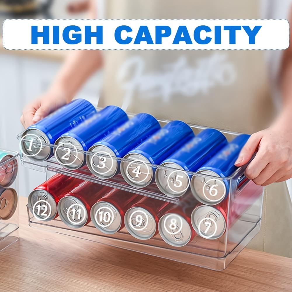 Soda Can Organizer for Refrigerator, Acrylic Rolling Can Organizer  Dispenser, Auto Beverage Can Holder Rack, Can Storage Organizer, Can Drink  Holder