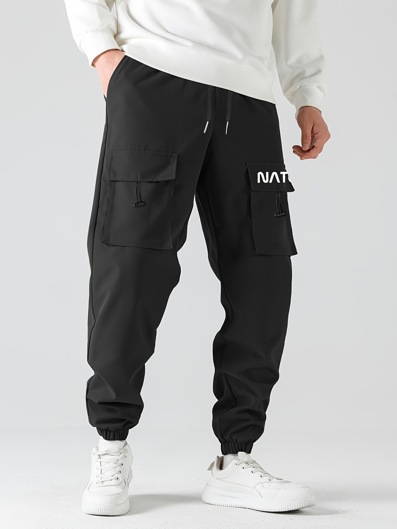 print multi pockets men's drawstring flap pocket Temu